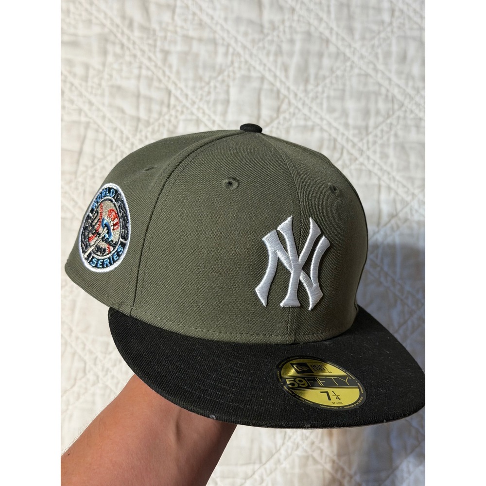 New Era Yankees 1949 World Series Fitted Hat Men 7 1/4 Olive Green Side Patch